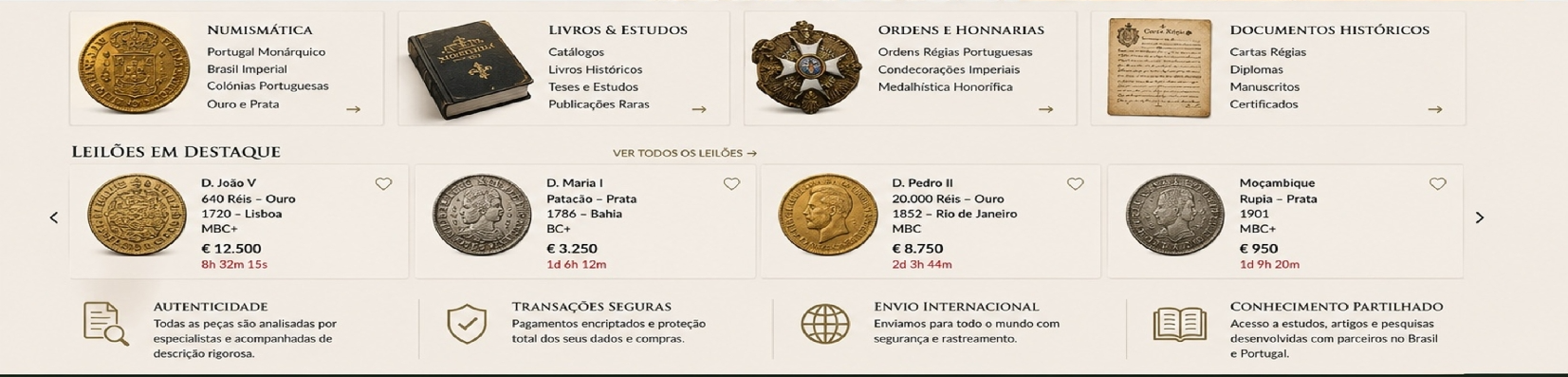 Categorias e leilões BracaraNumis